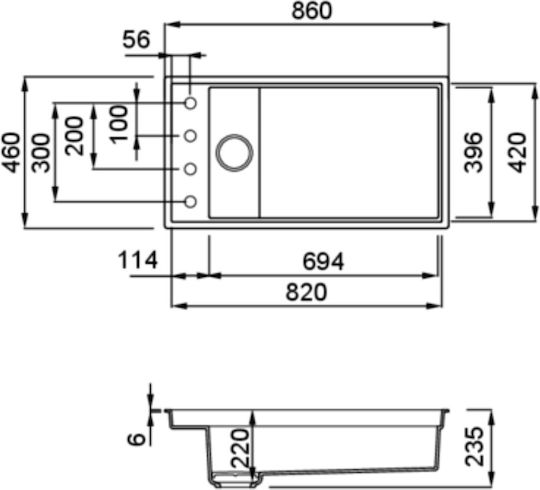 Elleci Dialogo 360 Workstation Ένθετος Νεροχύτης από Συνθετικό Γρανίτη Μ86xΠ46cm Μαύρος