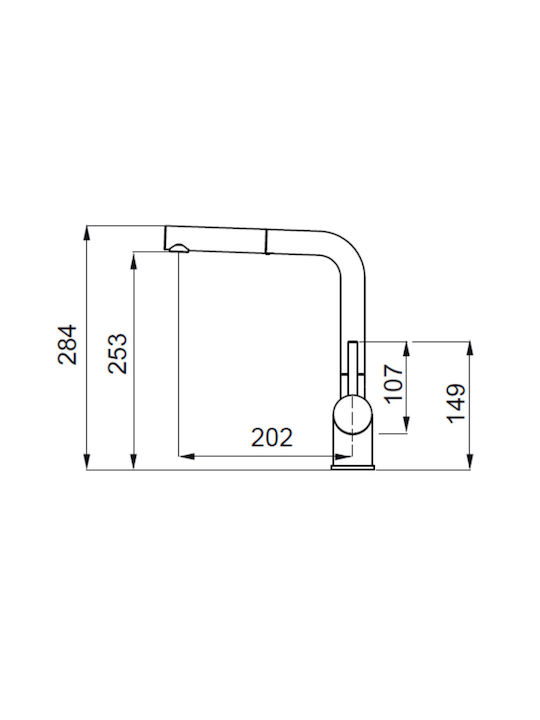Elleci Aluna Plus Kitchen Faucet Counter with Pull-Out Spray Chrome