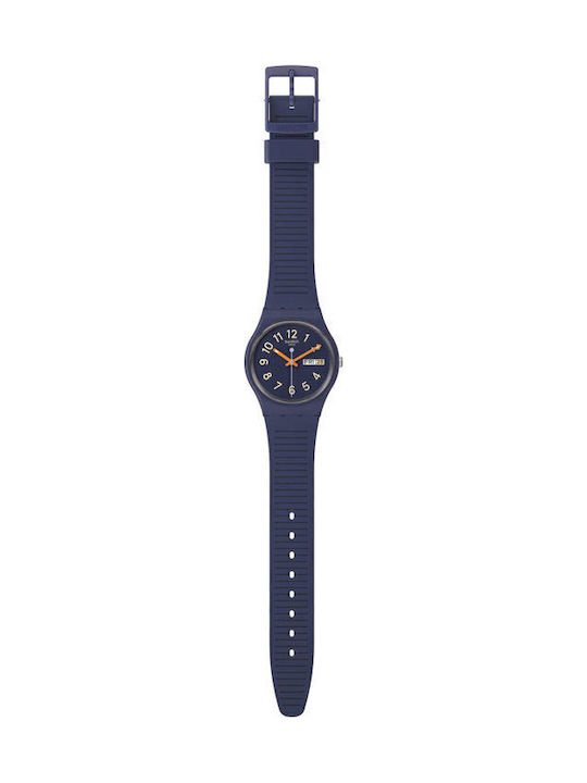Swatch Trendy Lines At Night Ανδρικό Ρολόι 34mm Μπαταρίας με Μπλε Καουτσούκ Λουράκι