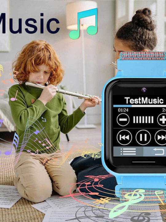 Pthtechus Kinder-Digitaluhr mit Stoffarmband Blau