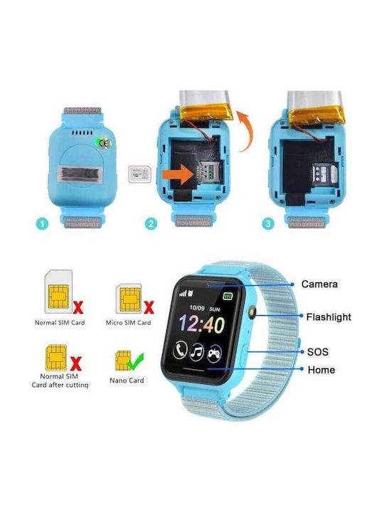Pthtechus Kinder-Digitaluhr mit Stoffarmband Blau
