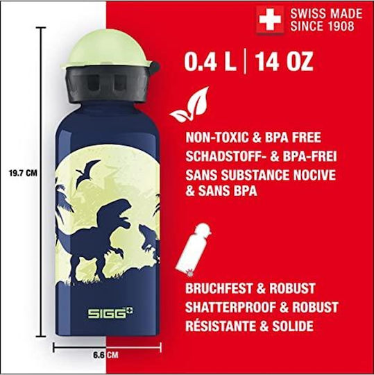 Sigg Παιδικό Παγούρι Δεινόσαυρος Αλουμινίου Non Spill 400ml (Διάφορα Σχέδια/Χρώματα)