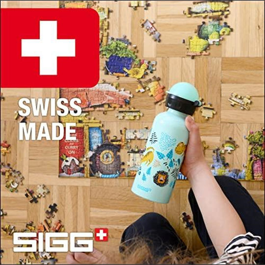 Sigg Jungle Kids Water Bottle Aluminium with Straw Non Spill 0.4ml (Various Designs/Colours)