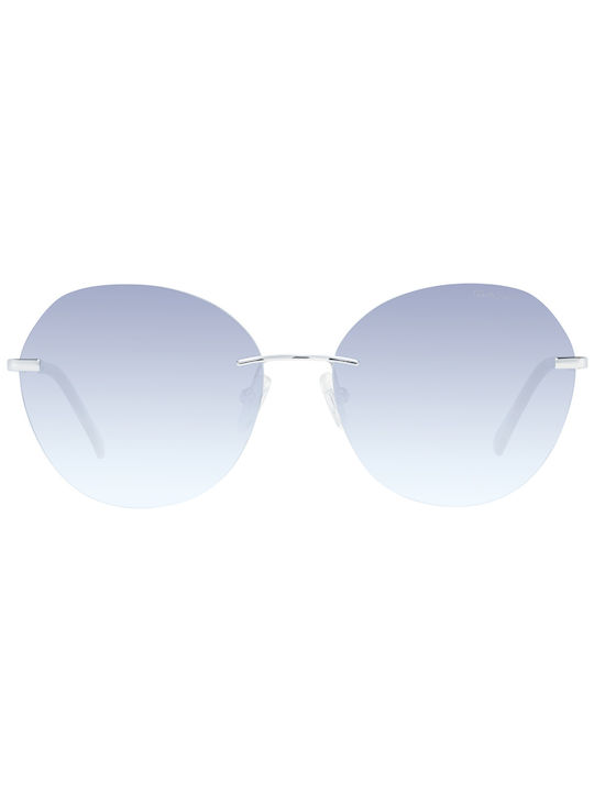 Gant Women's Sunglasses with Silver Metal Frame and Blue Gradient Mirror Lens GA8076 10P