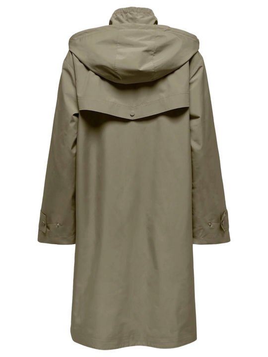Only Women's Midi Gabardine with Buttons Green