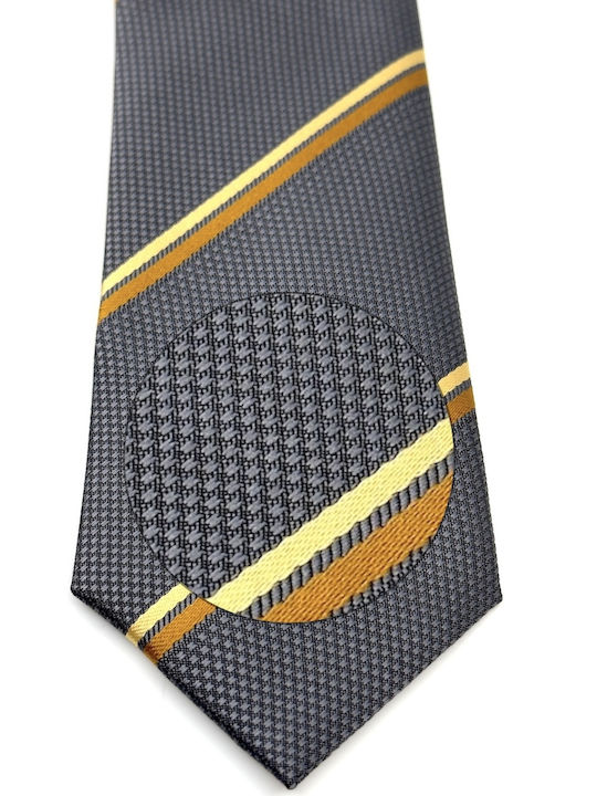 Legend Accessories Men's Silk Tie Set with Printed Designs in Grey Color