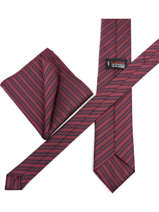 Legend Accessories Men's Silk Printed Tie Set in Burgundy Colour