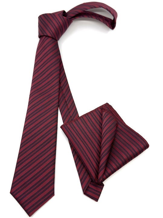 Legend Accessories Men's Silk Printed Tie Set in Burgundy Colour
