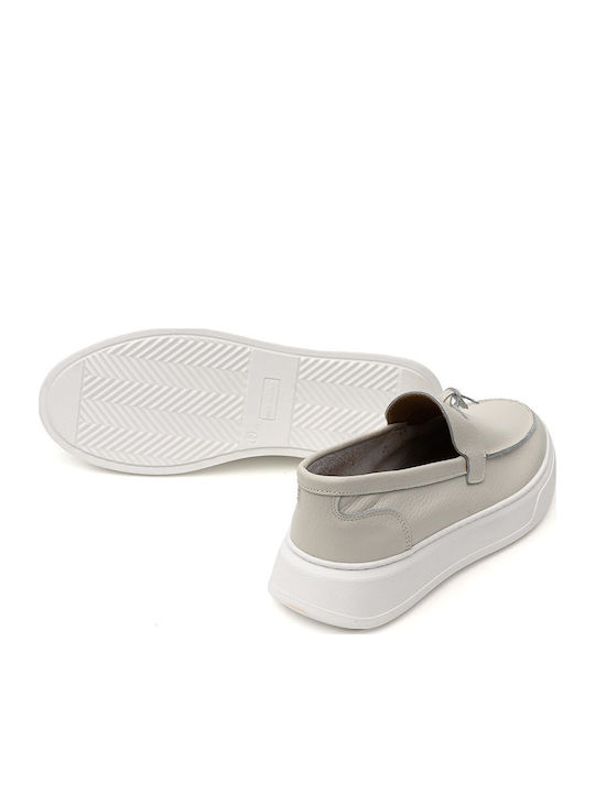Men's Leather Moccasins White