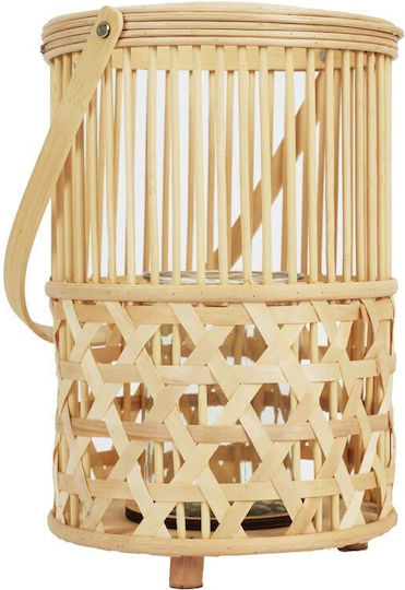 Tabletop Wooden Lantern Beige 22x22x55cm