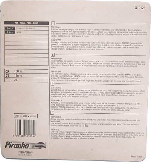 Piranha Диск за рязане с 24 Зъба 150мм