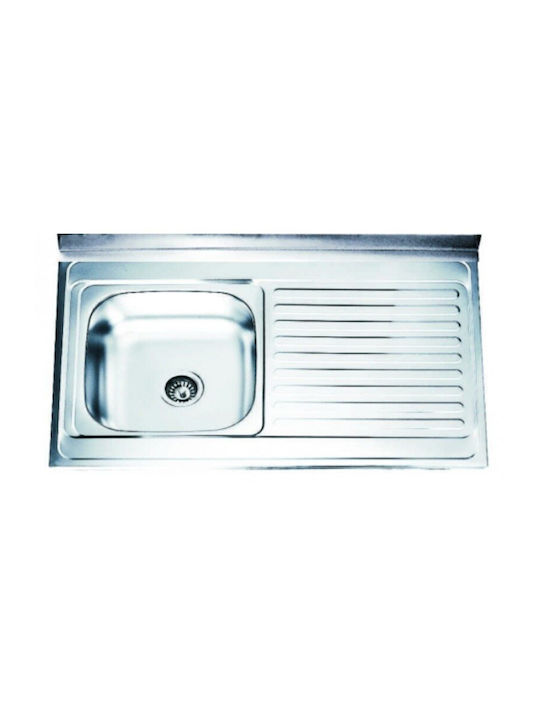 Inter Ceramic Alpaca Ένθετος Νεροχύτης Δεξιός Inox Μ100xΠ60cm Ασημί