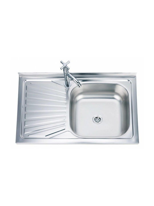Inter Ceramic Alpaca Ένθετος Νεροχύτης Inox Μ80xΠ50cm Ασημί