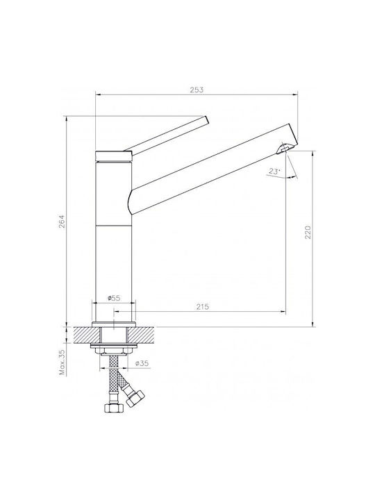 Inter Ceramic Alpaca Ένθετος Νεροχύτης Δεξιός Inox Μ80xΠ60cm Ασημί