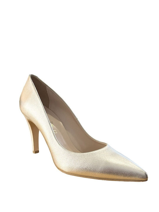 FM Leder Pumps mit Stiletto-Absatz Silber