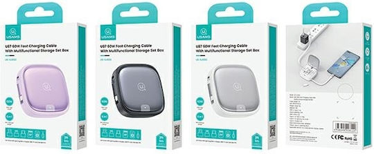 Usams Us-sj650 Pocket USB to Lightning / Type-C / micro USB Cable 3A Μαύρο 1m (SJ650USB01)