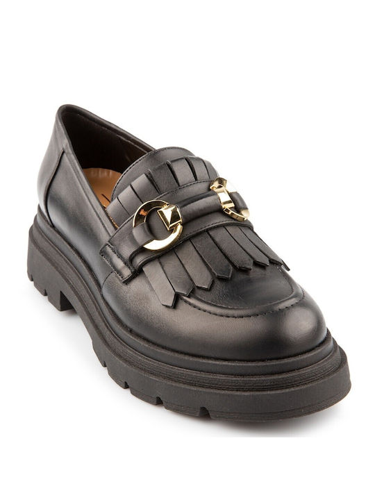 FM Leather Women's Loafers in Black Color