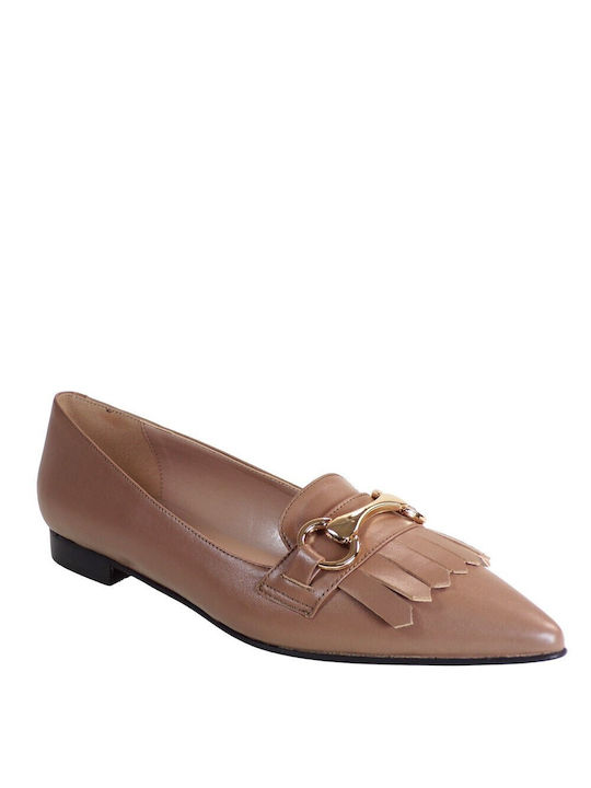 FM Δερμάτινα Γυναικεία Loafers Camel