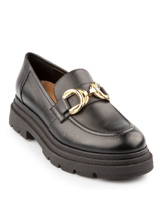 FM Leather Women's Loafers in Black Color