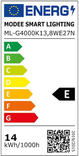 Modee Lighting Λάμπα LED 13.8W 120mm για Ντουί E27 και Σχήμα A60 Φυσικό Λευκό 1521lm