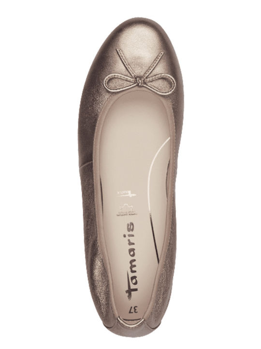 Leather Ballerinas Gold