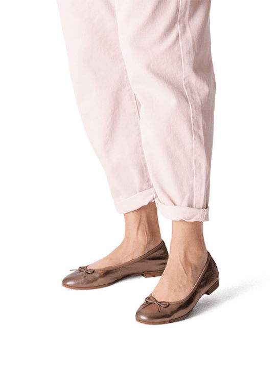 Leather Ballerinas Gold