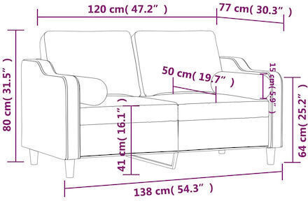 Canapea Cu Două Locuri Burgundy Cu Perne Decorative 138x77x80cm