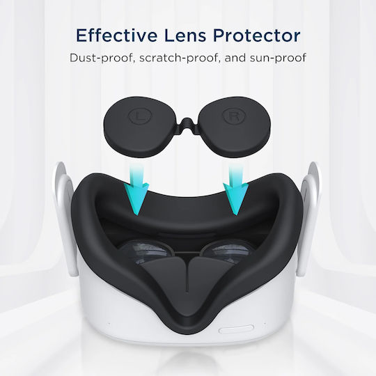 KIWI Design Покривало за Лице за Meta Quest 2 в Черен Цвят