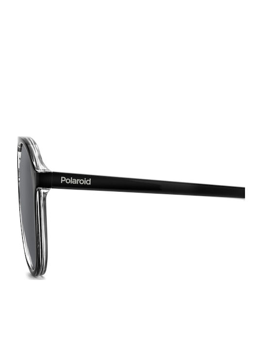 Polaroid Men's Sunglasses with Black Horn-Rimmed Frame and Grey Lens PLD4162/S 7C5/M9