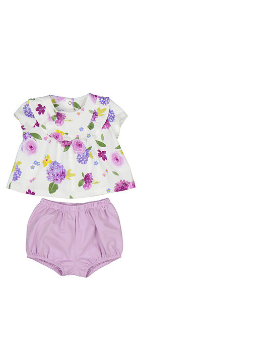 Mayoral Kids Set with Shorts Summer 4pcs Lilac