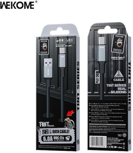 WK USB 2.0 Cable USB Type-C Male to USB-A Black 1.2m