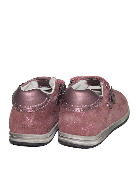 Kids Anatomic Leather Ballerinas with Hoop & Loop Closure Pink