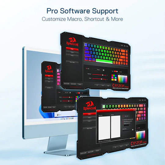 Redragon K631CTB-RGB-PRO Ασύρματο Gaming Μηχανικό Πληκτρολόγιο 65% με Custom διακόπτες και RGB φωτισμό (Αγγλικό US)