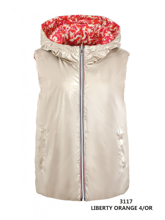 Escadelle Women's Short Puffer Jacket Double Sided for Winter Orange