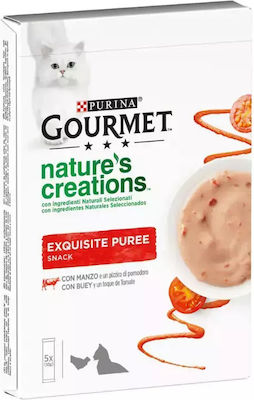 Purina Nature's Creations Puree Nasses Katzenfutter für Katze in Beutel mit Gemüse und Lachs 5x10gr A9-12499981