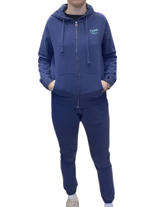 Women's Hooded French Terry Cardigan FUCHSIA WFR1559 Blue