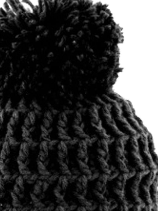 Sinner Nordic II Pom Pom Beanie Unisex Beanie Knitted in Black color