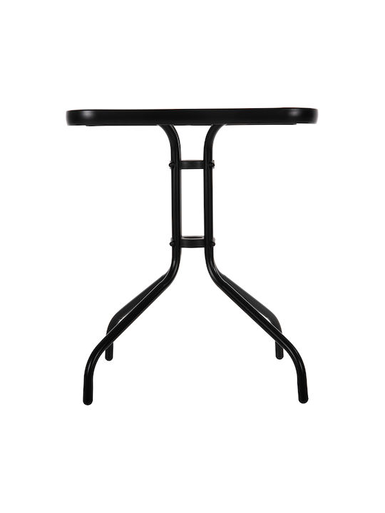 Figo Outdoor Dinner Free Standing Table with Glass Surface and Metal Frame Black 60x60x70cm