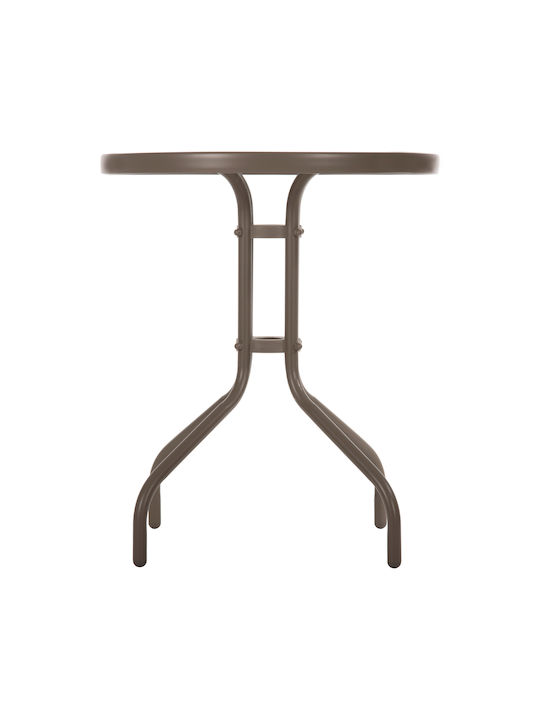 Lima Outdoor Dinner Table with Glass Surface and Metal Frame Champagne 60x60x70cm
