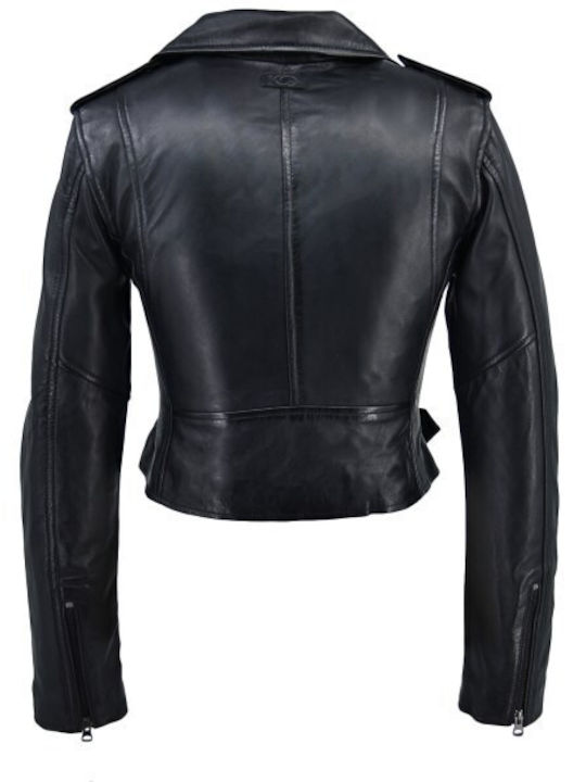 Dermatina 100 Women's Short Lifestyle Leather Jacket for Winter Black (BLACK)