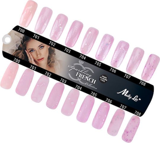Molly Lac Ημιμόνιμο Βερνίκι Νυχιών Sparkling French 703 με Glitter 10gr