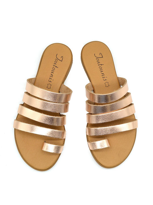 Toutounis Women's Flat Sandals in Gold Color