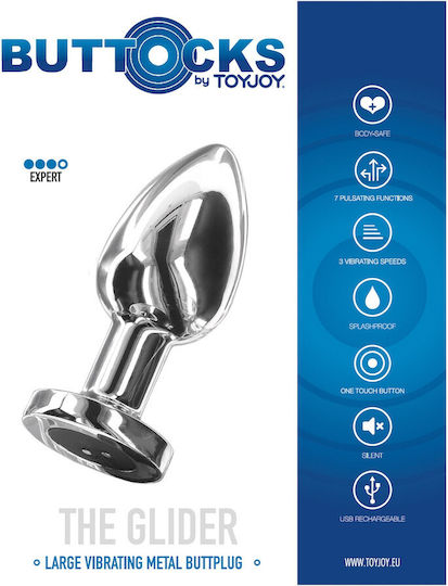 ToyJoy Anal Plug mit Vibration Groß Silber
