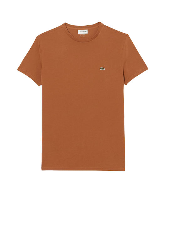 Lacoste T-shirt Bărbătesc cu Mânecă Scurtă Maro