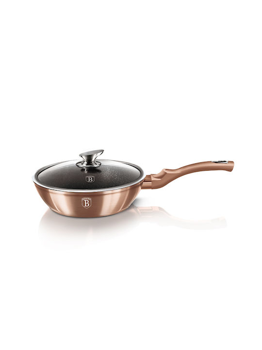Berlinger Haus Rosegold Pfanne aus Aluminiumguss mit Deckel mit Innenbeschichtung aus Stein 24cm