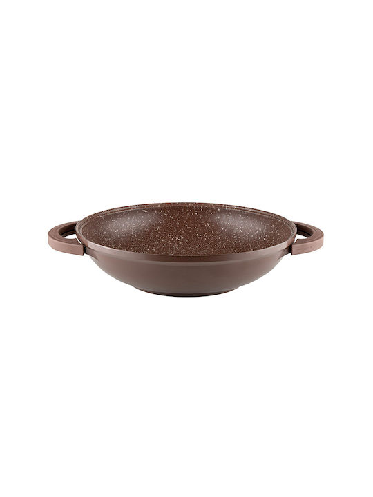 Muhler A Wok Made of Cast Aluminum with Lid with Stone Coating 32cm
