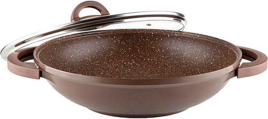 Muhler A Wok Made of Cast Aluminum with Lid with Stone Coating 32cm