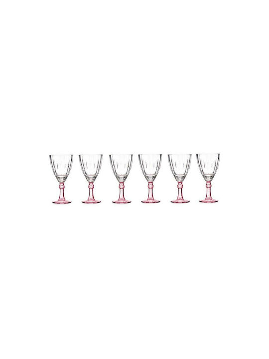 Glass Set for White and Red Wine made of Crystal Pink Stacked 275ml 6pcs