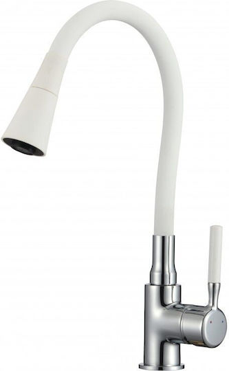 Inter Ceramic Drop-In Chiuvetă Dreapta Inox cu robinet L75xW40cm Alb