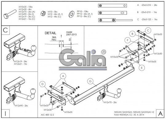 Galia Abschlepphaken Auto Nissan Qashqai